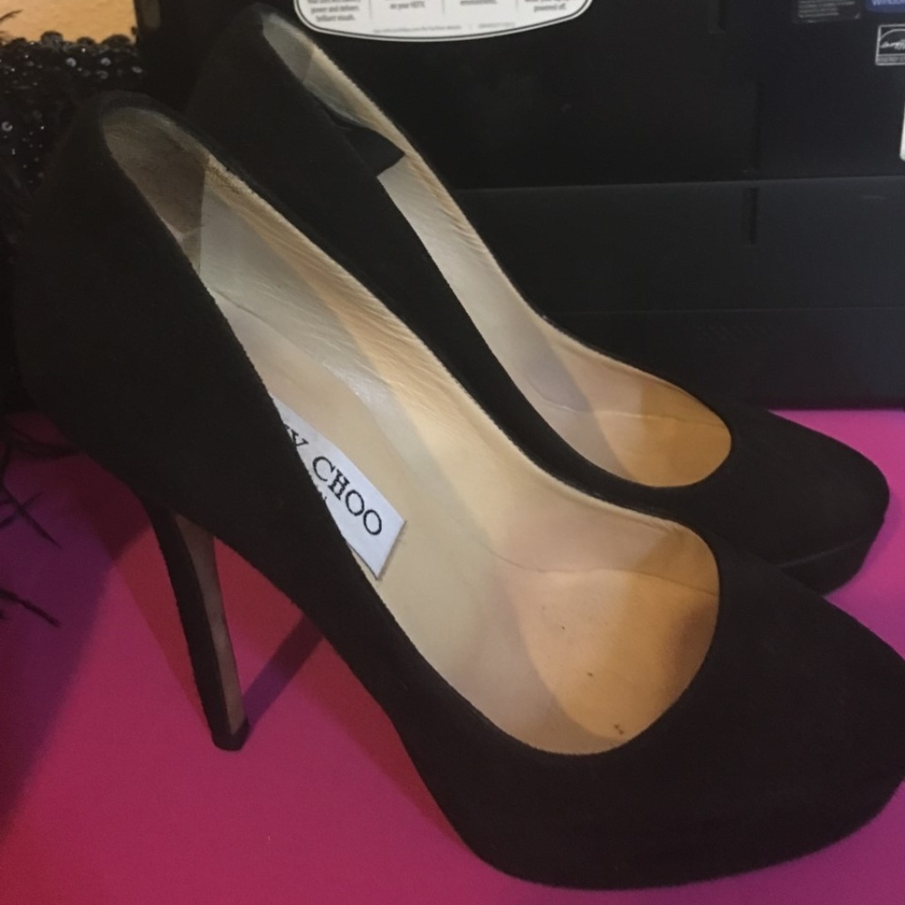 Jimmy Choo Black Suede heels size 34 1/2